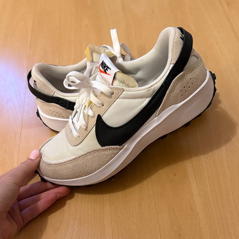 Nike Cream and Black Athletic Shoes